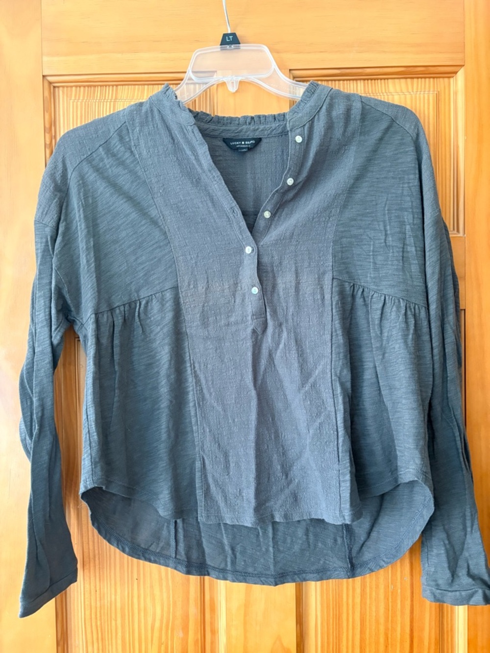 Lucky Brand Women’s Long Sleeve Peasant Blouse - Soft Black